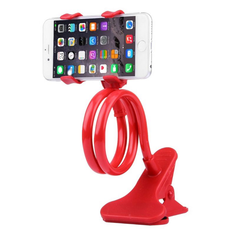 Universale Pigro Supporto del Braccio Flessibile Del Basamento Del Telefono Mobile Stent Holder Bed Table Desk Clip A Collo di Cigno Staffa per il Telefono Muti Colori: Rosso