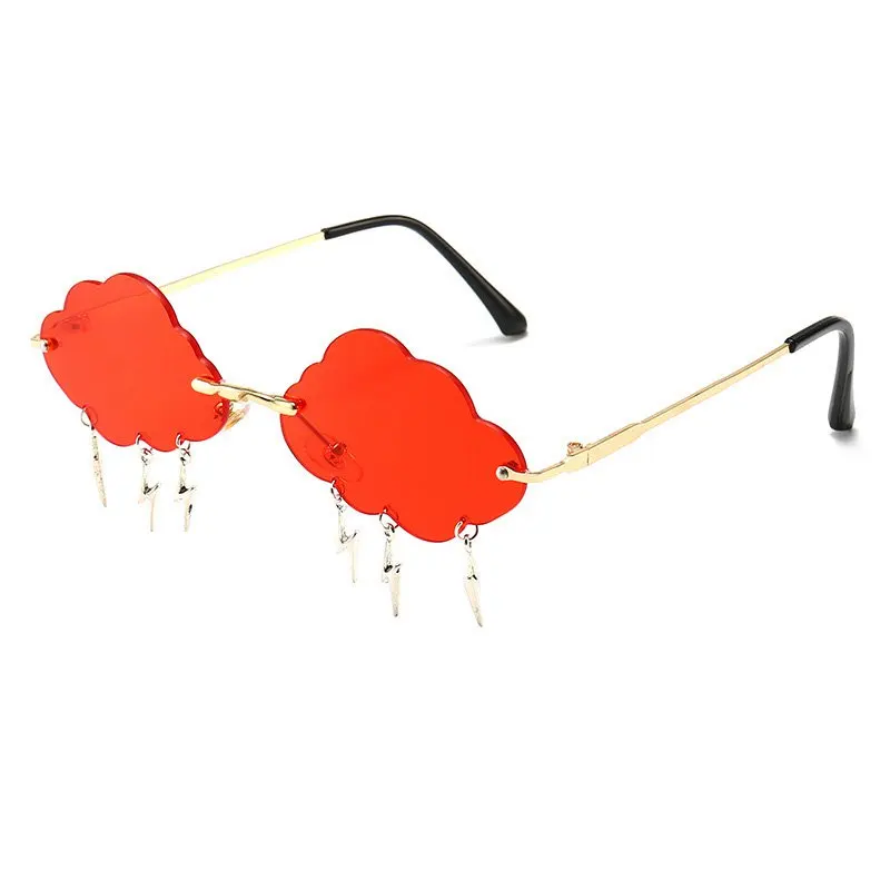Mode Randloze Wolkvormige Zonnebril met Bliksem Hanger Y2K Dames Luxe Zonnebril Shades UV400 SG28