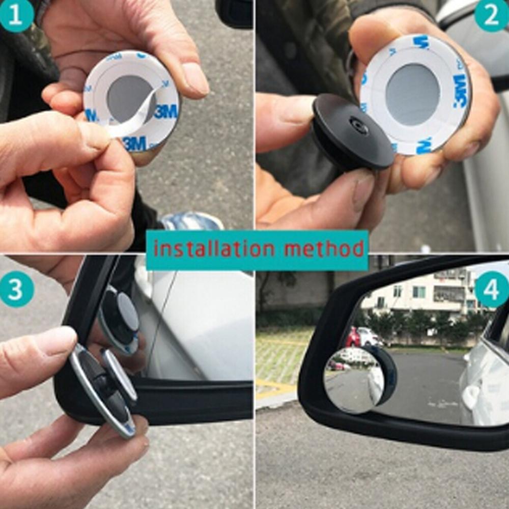 2 Piece Blind Spot Mirror 2 Round HD Glass Convex Rear View Mirror Upgrade 360 Degree Rotate Anti-fog Car Rearview Mirror