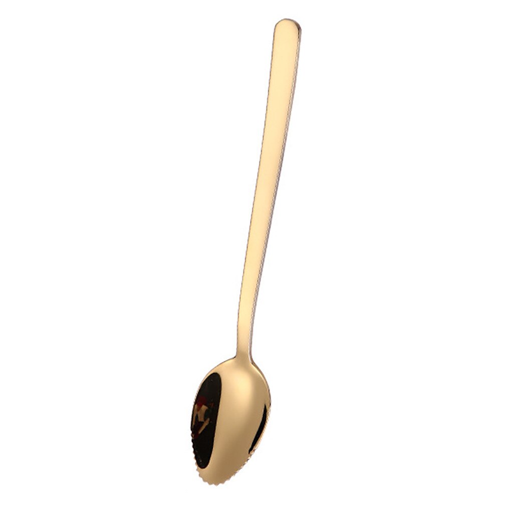 1 pc Colorful Handle Spoons Drink Tools Kitchen Gadget Fruit Food Scraping Aid Kitchen Restaurant Bar Supplies HX0812: Yellow