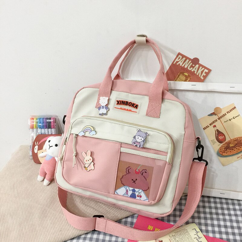 Mochila pequeña de nailon impermeable para mujer, bolso escolar bonito para chicas adolescentes, morral de viaje, mochila para estudiantes: Rosa / Only backpack