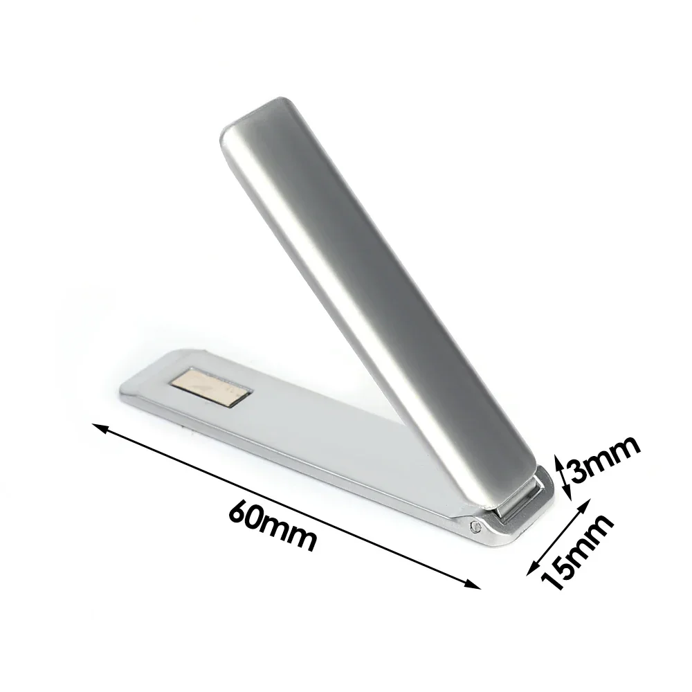 1-2 pièces support de téléphone portable universel en métal magnétique fort support pliant réglable Ultra mince béquille de téléphone support de bureau: Argent