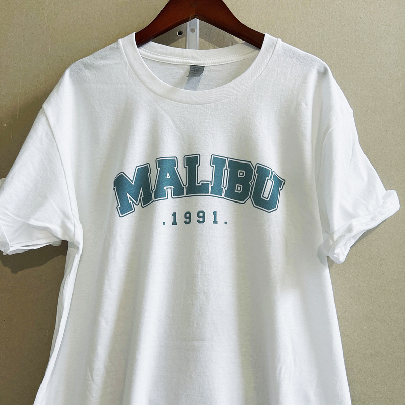 1 st malibu t-shirt dam toppar tecknat tryck o-ringad svart söt avslappnad oversized t-shirt kortärmad t-shirt dam t-shirt
