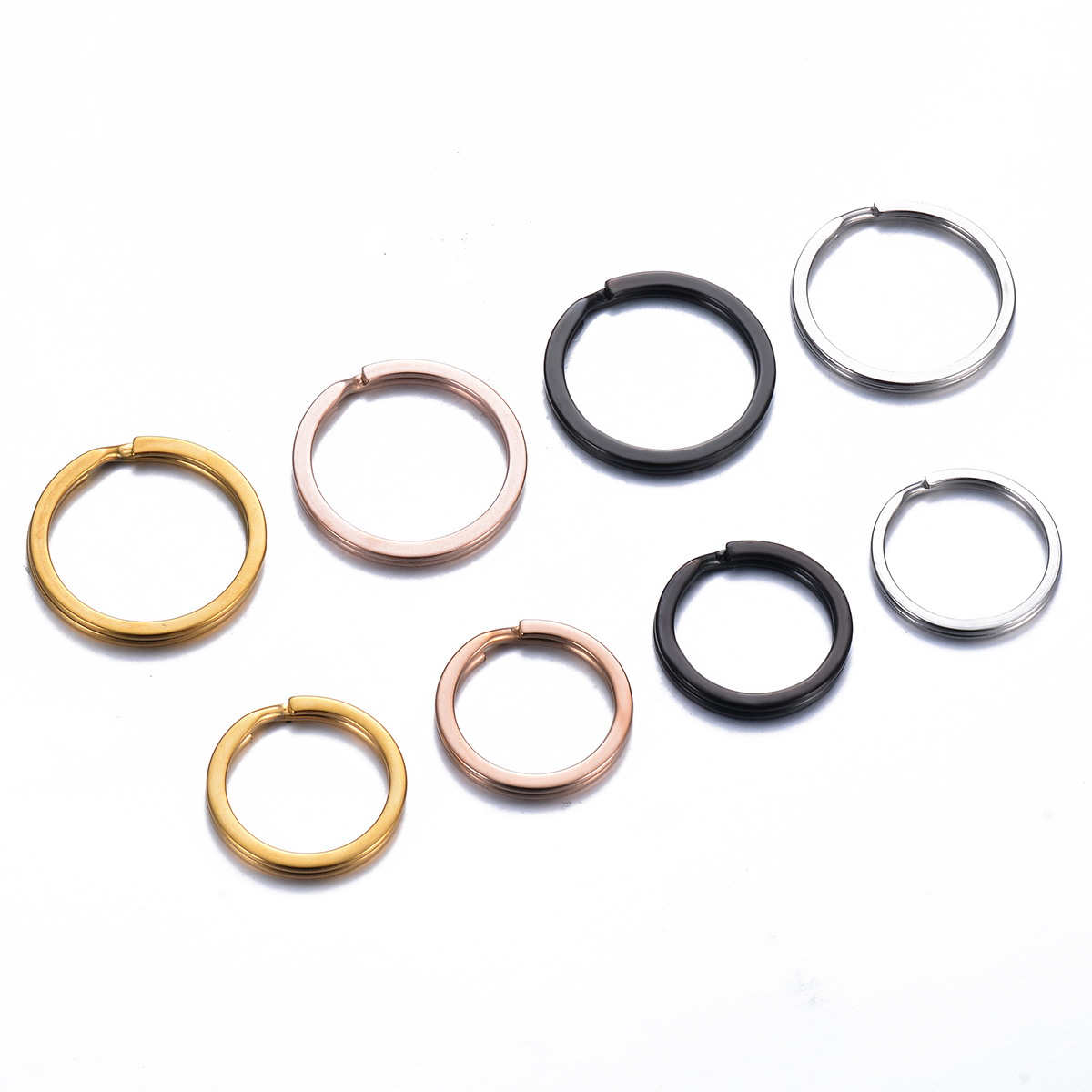 20 st/parti nyckelringar i rostfritt stål, runda platta nyckelhållare, delade ringar, 25mm 30mm nyckelringar för gör-det-själv nyckelringsspännen, smyckestillverkning