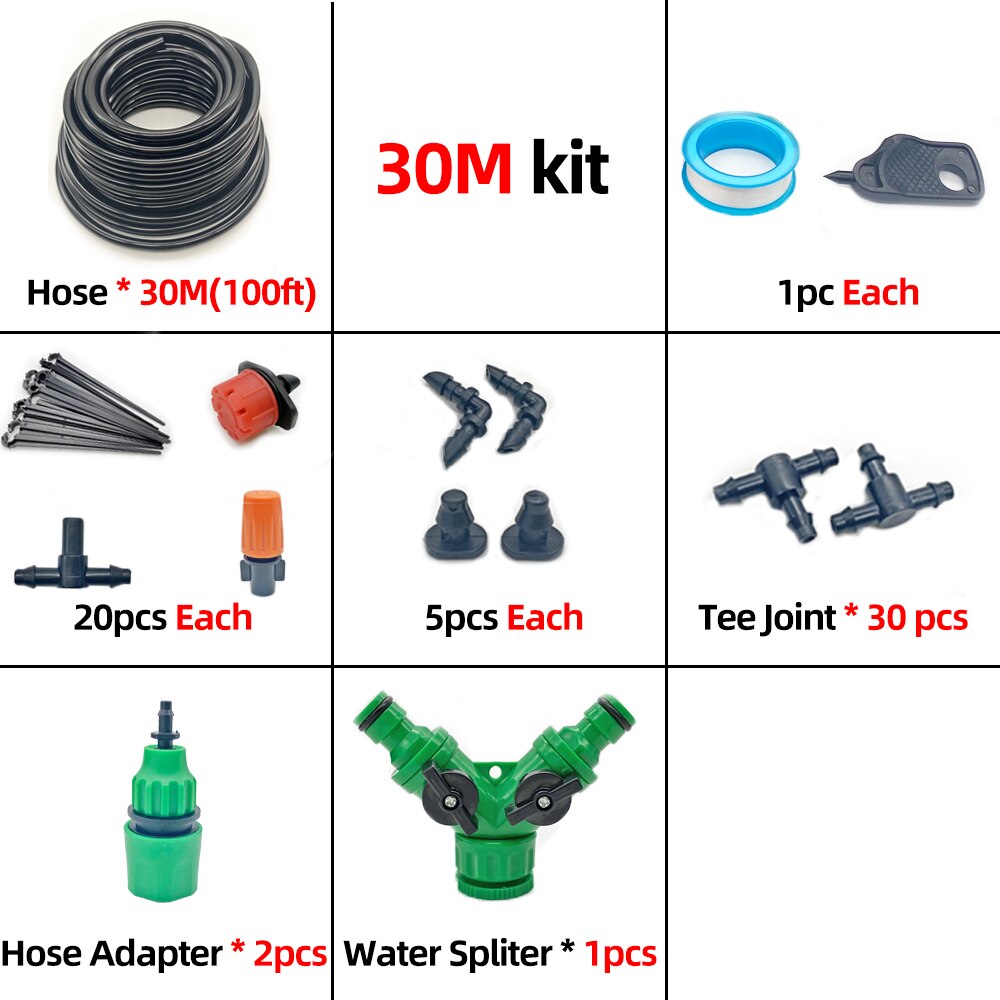 10-50M Garden Watering System Micro Drip Irrigation System Automatic Self Watering Kit Drippers Misting Cooling System: 30M