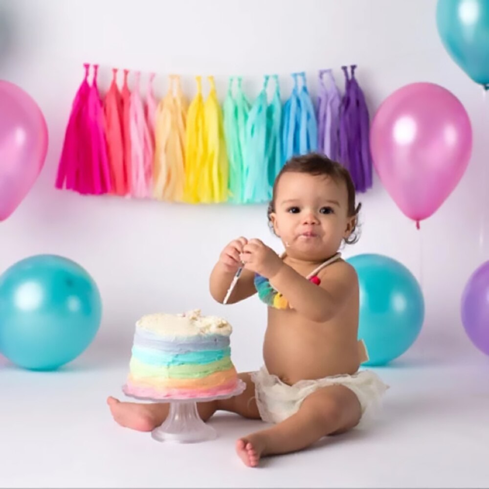 Guirnalda de borlas de papel tisú mezclado, 5 piezas, 12x35cm, decoración de de cumpleaños, unicornio, Baby Shower, evento, suministros para