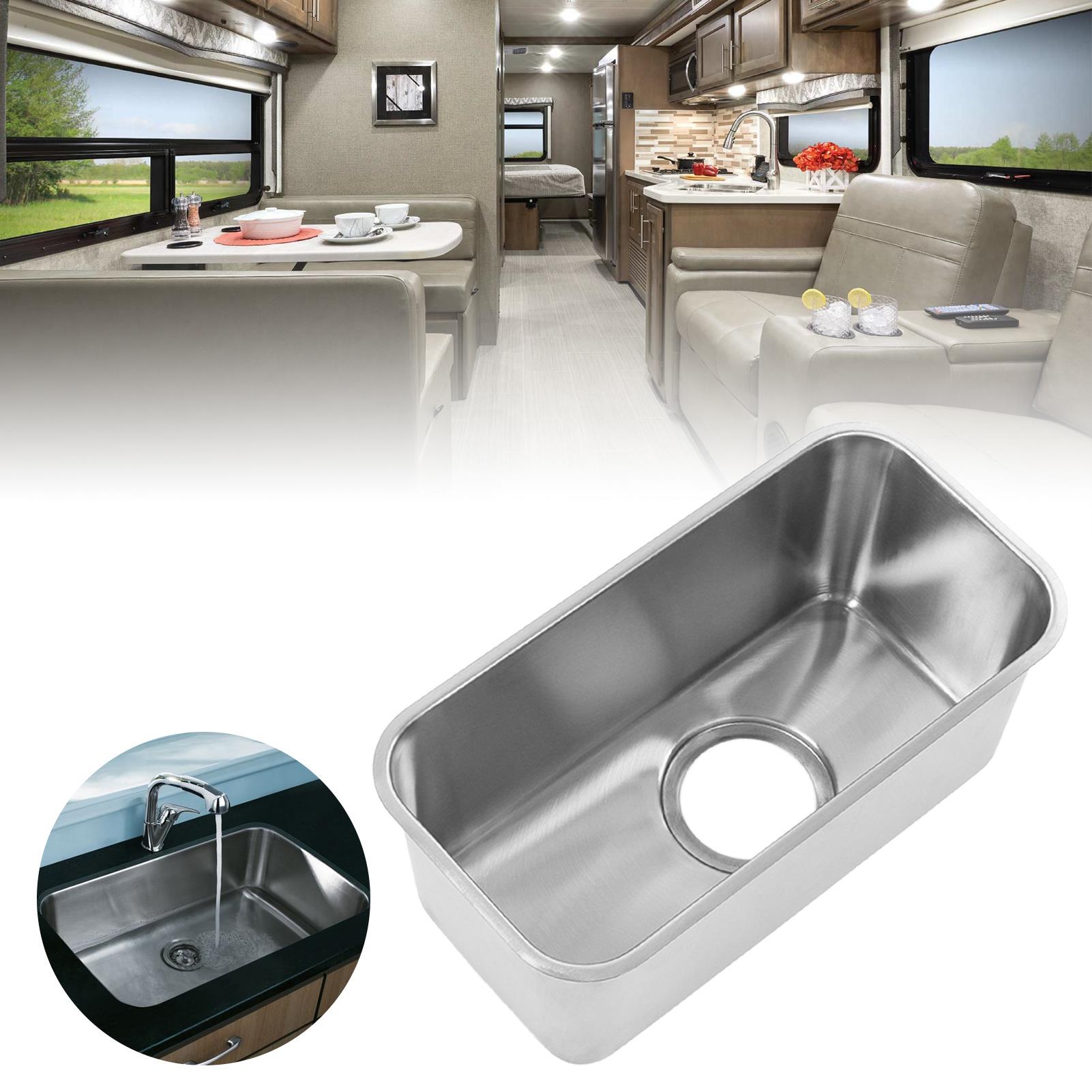 Rv-vask 304 stk . håndvask med børstet overflade i rustfrit stål 390 x 190 x 185mm til lystbåde