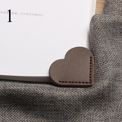 2PC Stationery Heart-Styled Soft PU Leather Book Page For Simple Girls Kids School Cute n Bookmark: 1