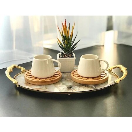 Presentatieplateau met marmermotief, decoratief dienblad, theeblad, koffieblad, draagblad