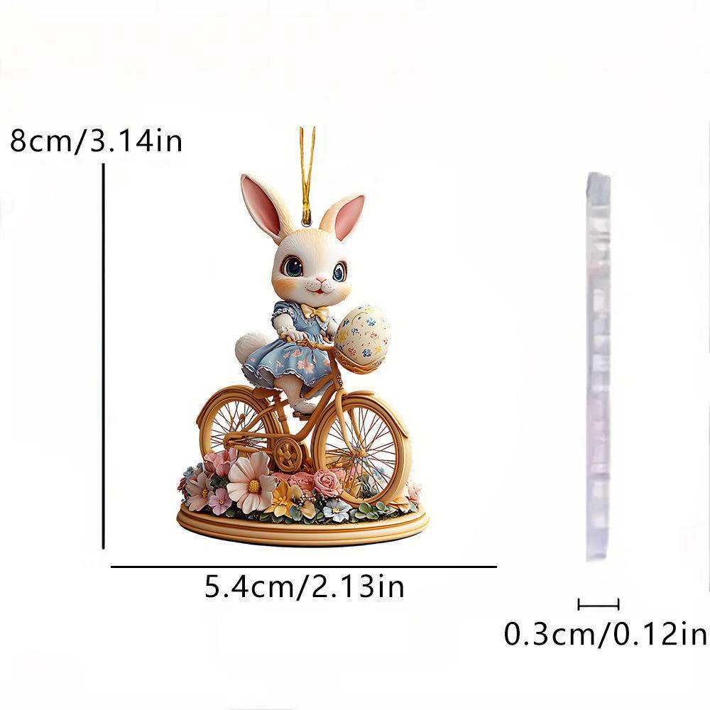 Adornos de taza de café de Pascua, casa de huevos de conejito de dibujos animados, tazas de café decorativas, adornos acrílicos 2D, suministros para de primavera 2025,: Azul oscuro