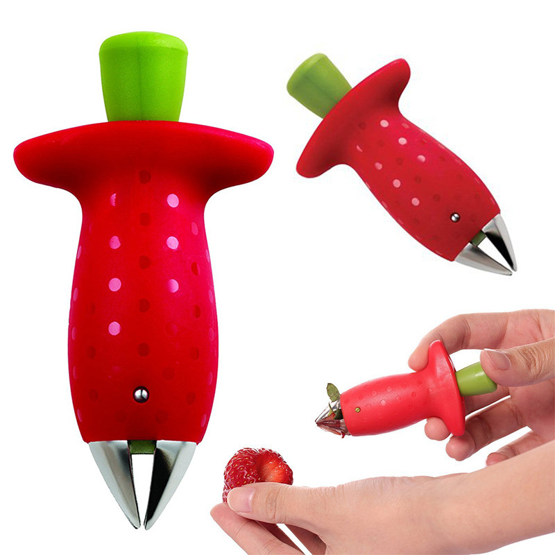 Utensilio para quitar hojas y Frutas de plástico de Metal, utensilio para quitar tallos de tomate, cuchillo para fresas, removedor de tallo, herramienta de cocina