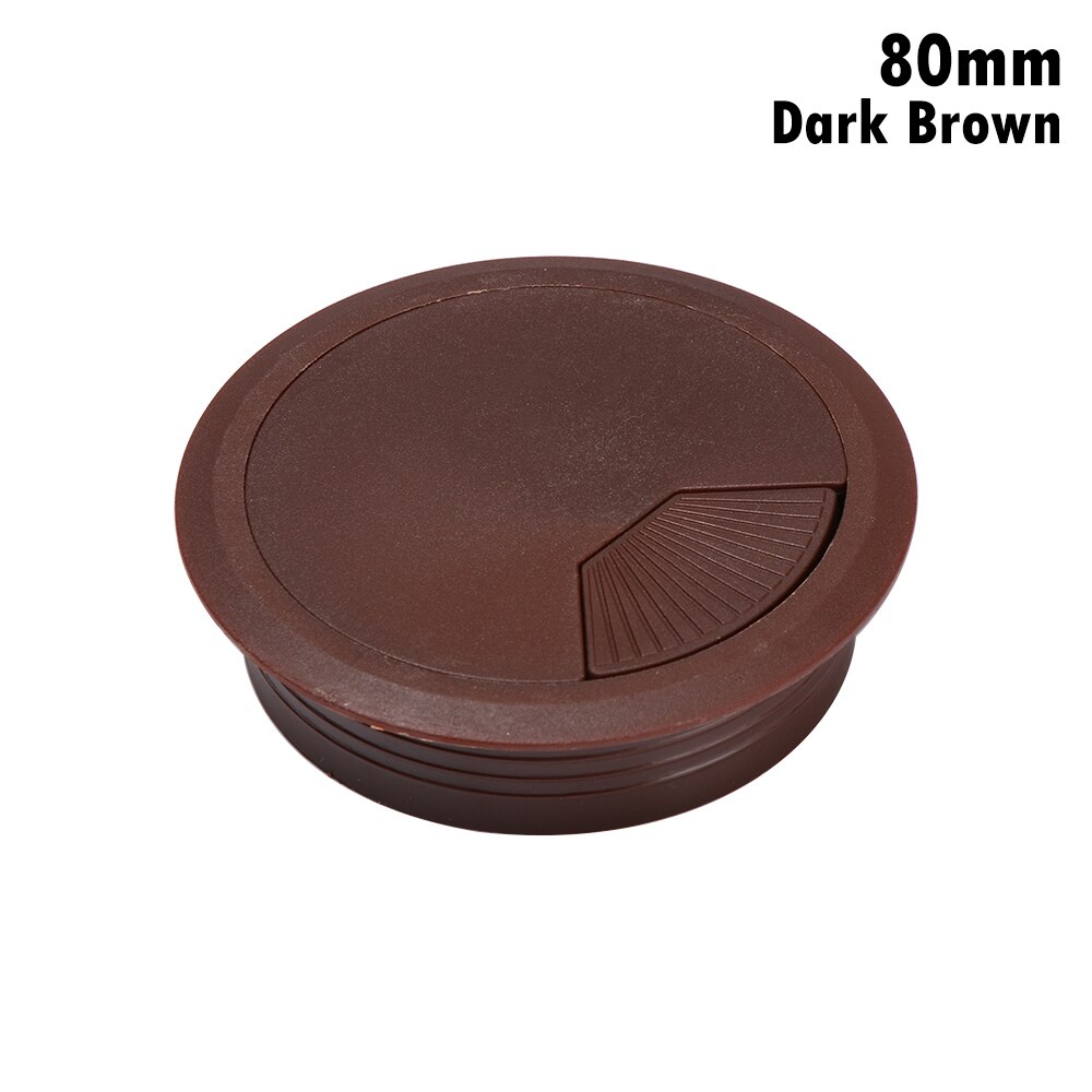 60/80mm Desk Table Plastic Cable Hole Cover PC Computer Desk Round Wire Tidy Grommet Desk Table Cable Fastener Cable Clamp: 80mm dark brown