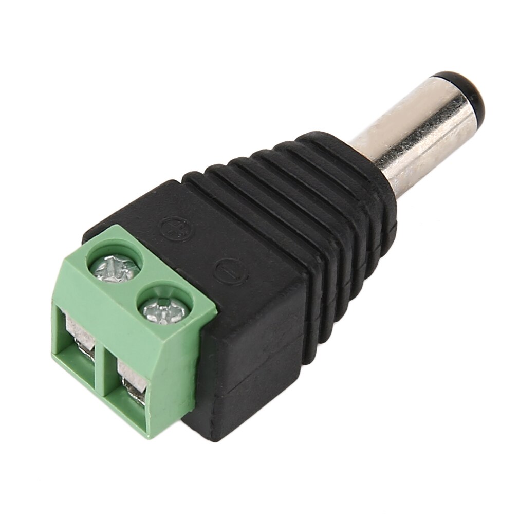 Universal 10pcs/pack Black & Green Male DC Power Connector Plug Adapters For CCTV System 4x1x0.5cm