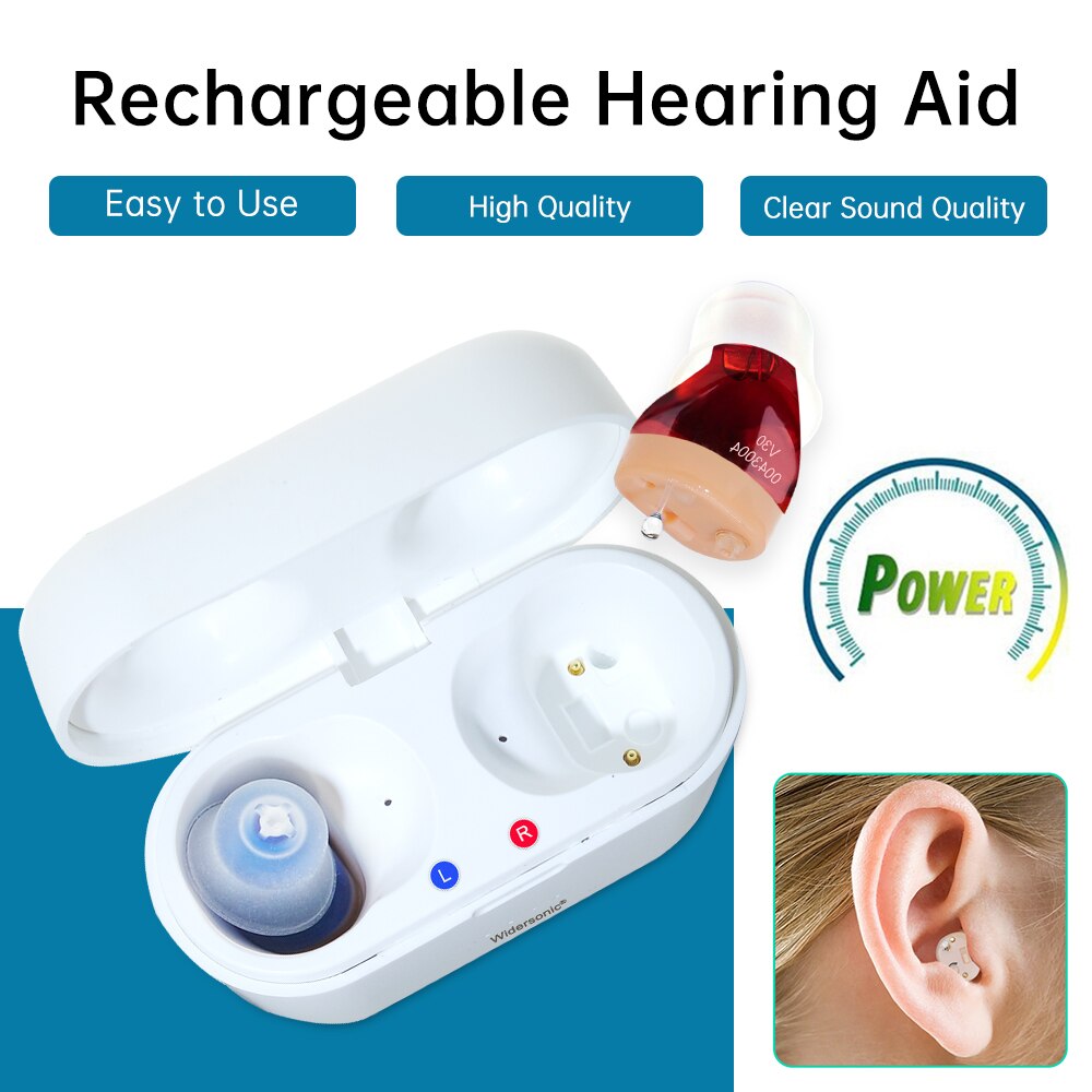 Audífonos recargables por USB, Mini audífonos intrauditivos portátiles, invisibles, de tono ajustable, amplificador de sonido para sordera,