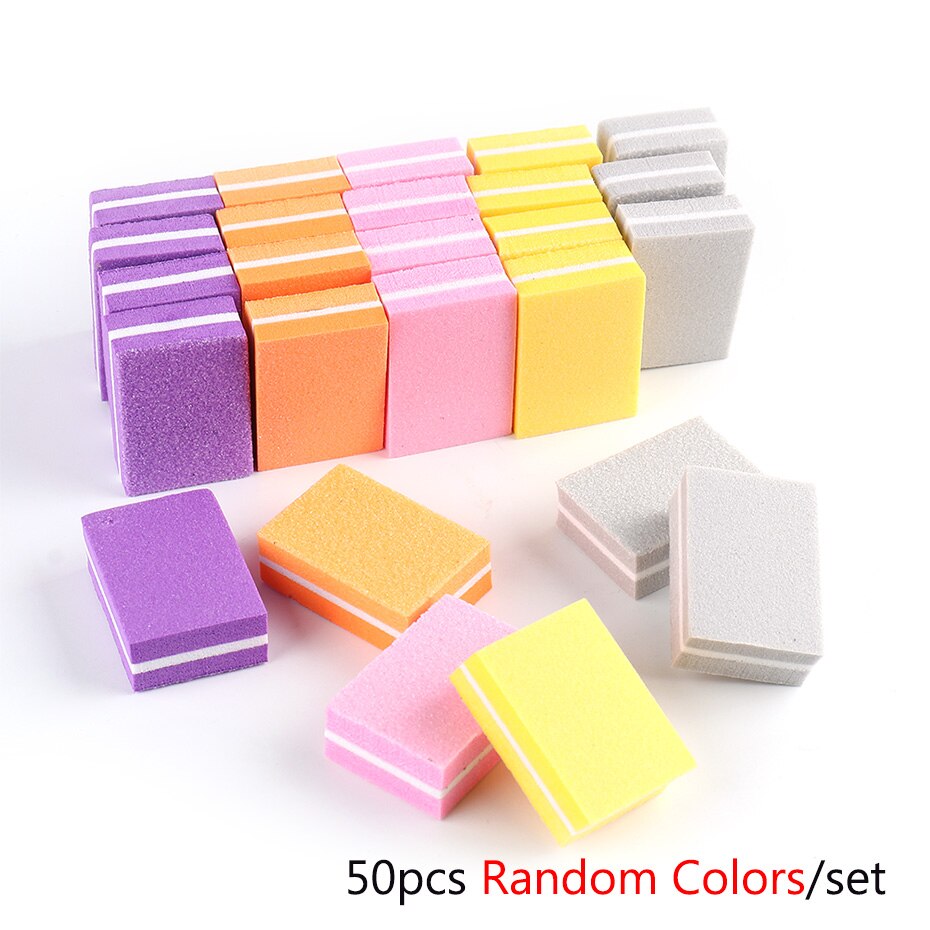 Esponjas para uñas, limas de uñas de doble cara, 25/50 de grano, Mini bloques de pulido para pedicura, herramientas de lijado, manicura #100/180-1, 1824 Uds.: 50pcs-Mixed Random