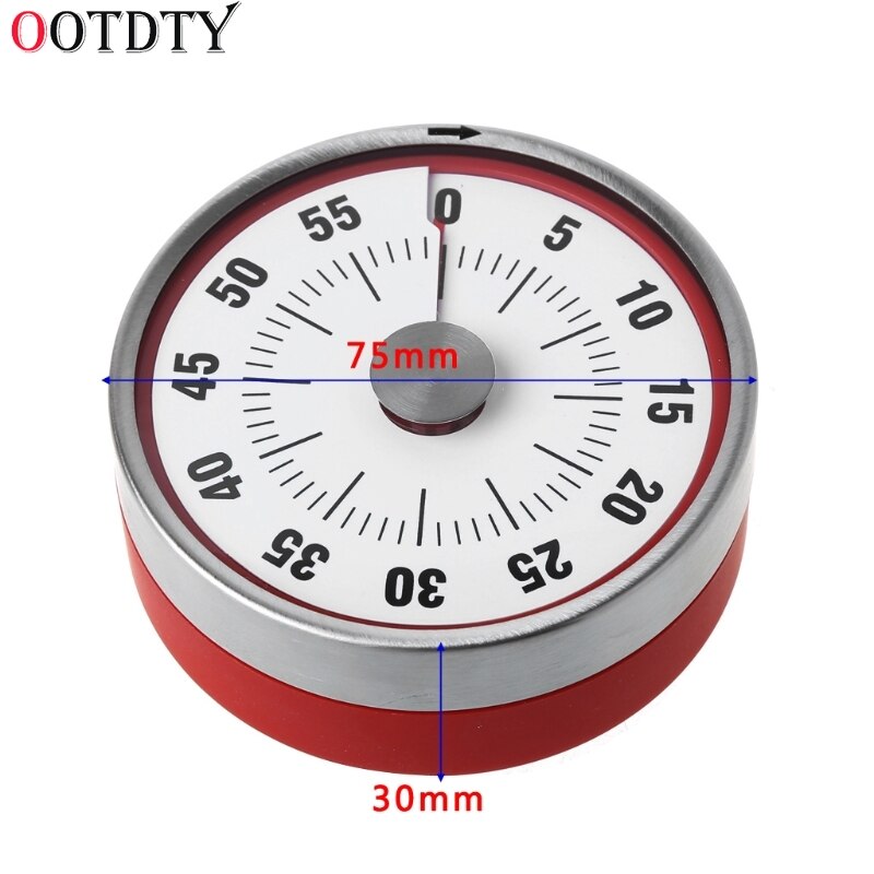 OOTDTY Stainless Steel Magnets Fridge Kitchen Timer Clock Mechanical Reminder Sport Cooking Reminder Counter