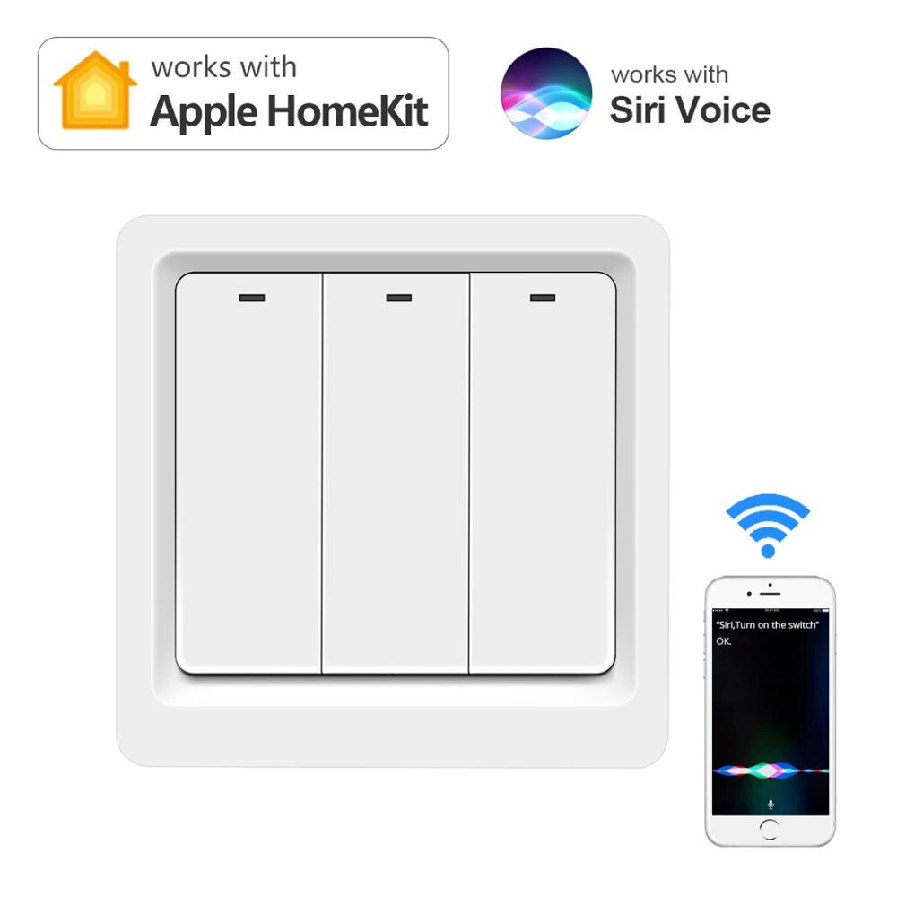 Apple homekit eu us wifi slimme schakelaar druk op toets 1 gang 2 gang 3 gang siri spraakbesturing neutrale draad nodig 110v 220v smart home