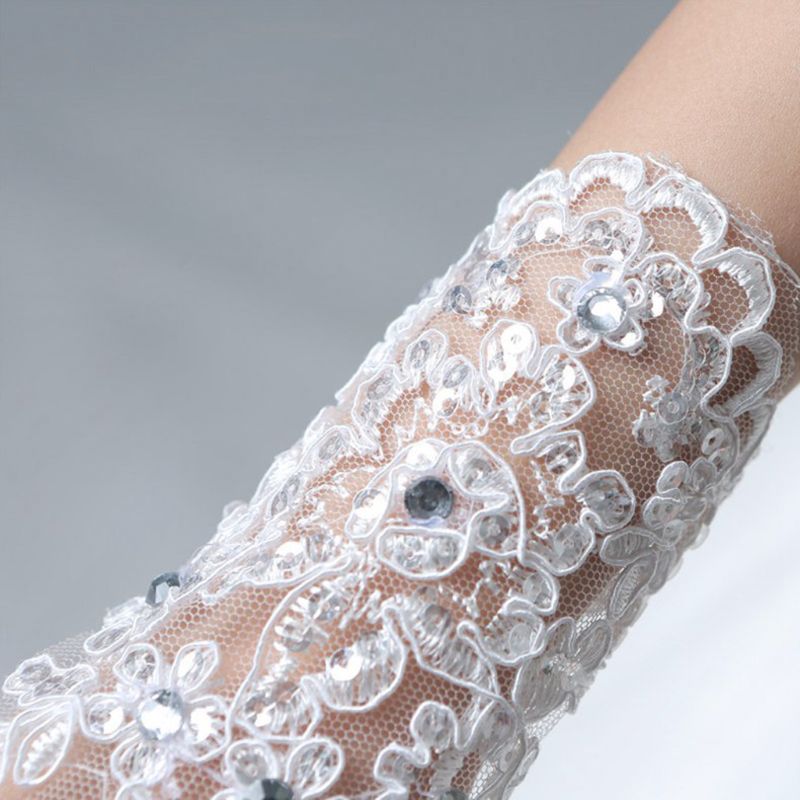 Handschoenen voor Meisjes Prinses Handschoenen Meisjes Trouwjurk Handschoen Kostuum Accessoire Kant Diamant Prestaties Fotografie