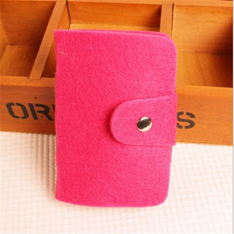24 Slots Vintage Vrouwen Mannen Id Credit Card Knop Case Wallet Organizer Visitekaartje Id Houder portemonnee: Rose Rood