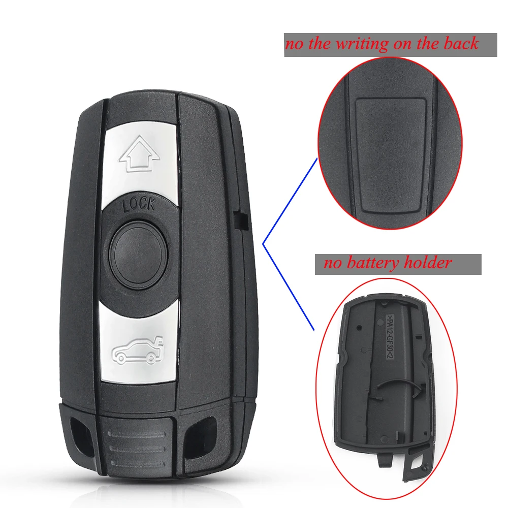 KEYYOU-funda para llave de coche, carcasa para mando a distancia, 3 botones, hoja inteligente, para BMW 1, 3, 5, 6, Serie E90, E91, E92, E60: Gris
