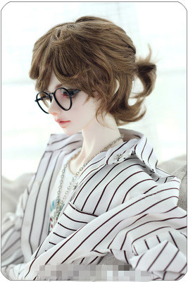 BJD – belles tresses de cheveux bouclés pour hommes, imitation délicate mohair, taille 1/31/41/61/8: brown / 1-6 size 6-7in