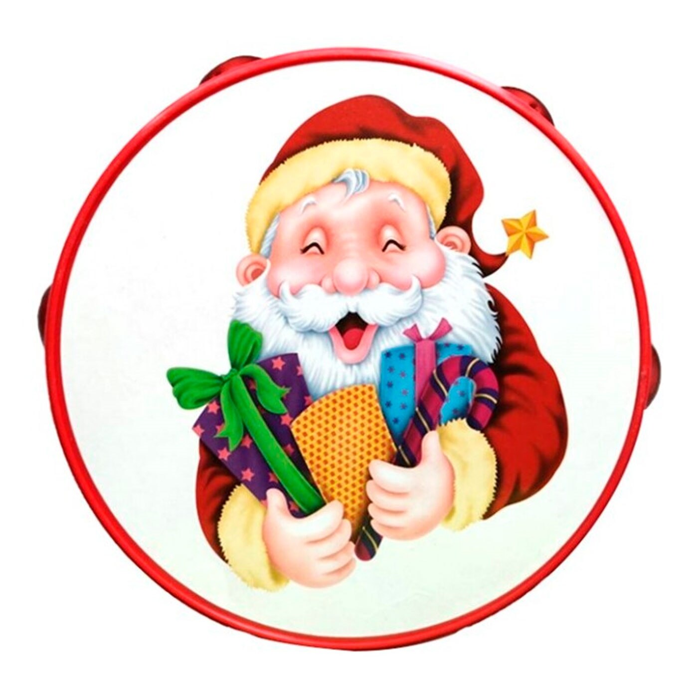 Pandereta de navidad de juguete para niños, plástico, música popular, juegos infantiles, papá noel, santa claus, 14 cm, color/m