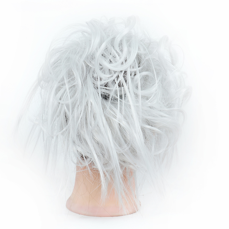 Xinran syntetisk hårstykke rodet knold pjusket hårstykke elastikbånd chignon hår krøllet scrunchie updo cover til kvinder 17 farver: Grå