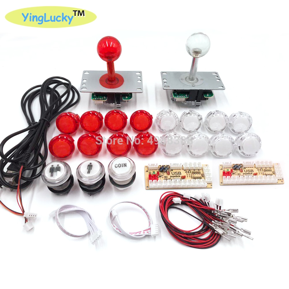 Sanwa Joystick DIY Kit de cero retraso Arcade DIY Kit USB codificador PC Arcade Joystick Sanwa + Sanwa botones para arcade Mame: red -white