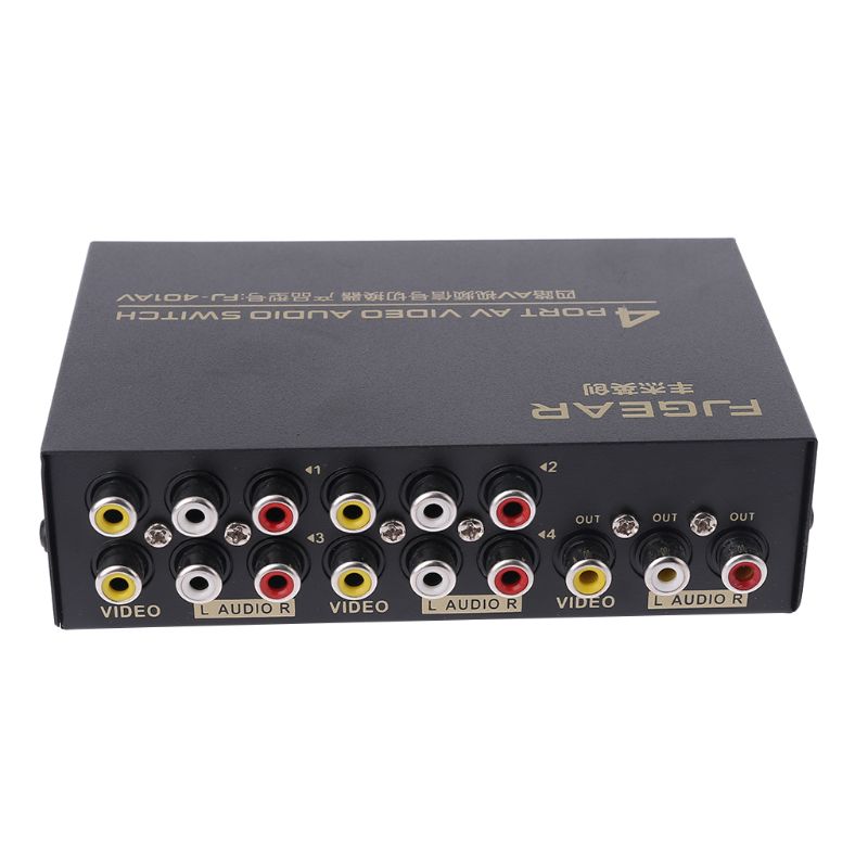 4 Port AV Audio Video RCA 4 Input 1 Output Switcher Switch Selector Splitter Box