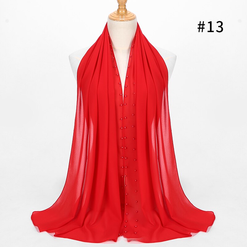 Parel Sjaal Big Size Solider Kleur Bubble Chiffon Sjaal Effen Sjaals Hijab Moslim Sjaal: 13
