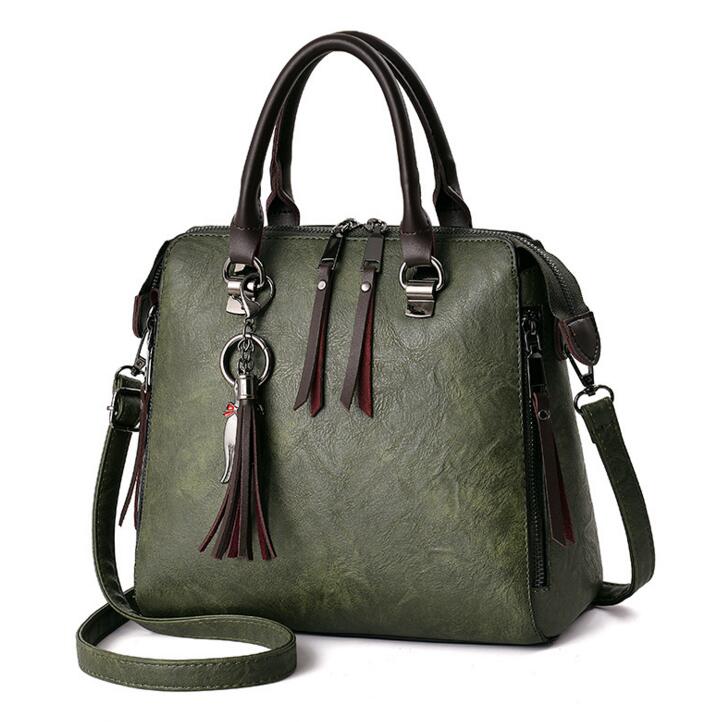 Dames handtassen met bontprint damestassen dames pu leren schoudertassen leuke tote bag bolsa  lb340: Groente