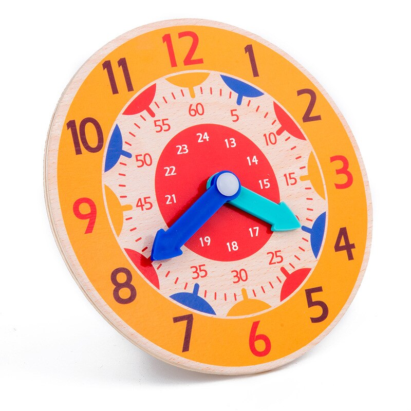 Wooden Clock Toys Hour Minute Second Cognition Colorful Clocks Toys for Kids Early Preschool Teaching Aids