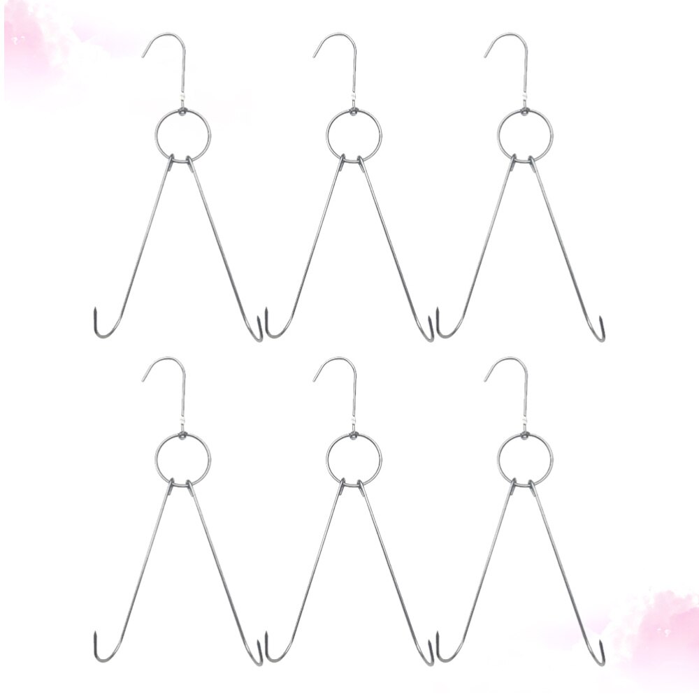 6Pcs Praktische Drogen Vlees Haken Rvs S Vormige Haken Hanger Met Dubbele Haken Bbq Grill Opknoping Rack Voor bacon Hammen M