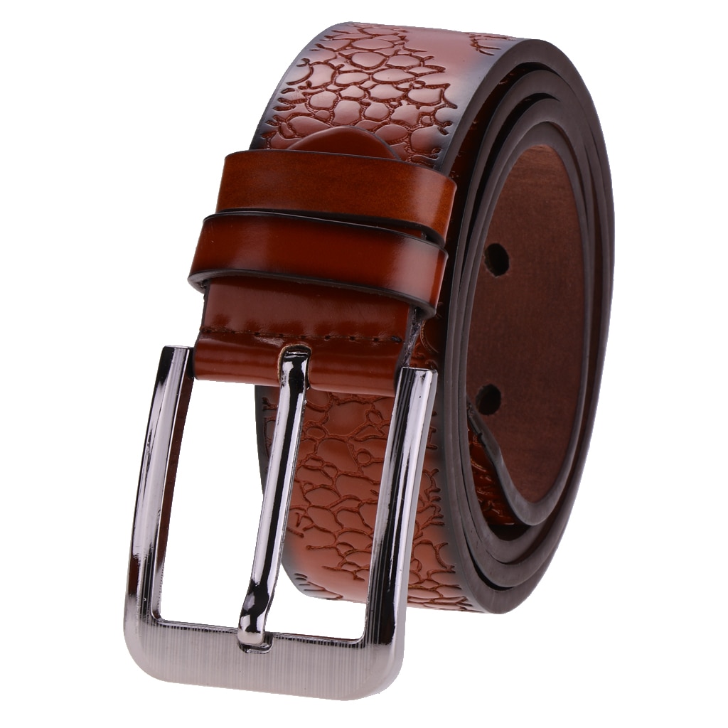Mens Leather Belt Waist Strap Belt Pin Alloy Buckle Trousers Belt