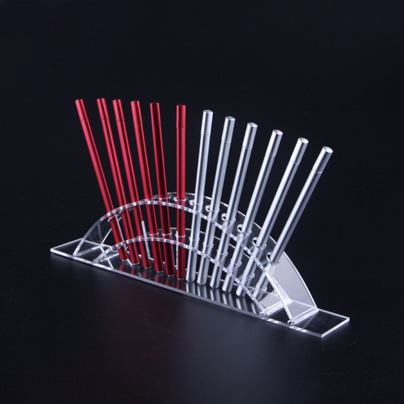 Porte-crayon à sourcils en plastique transparent, boîte de rangement de stylo de couleur cosmétique acrylique, présentoir de brosse à paupières, support de Table à domicile: Arched 12 holes