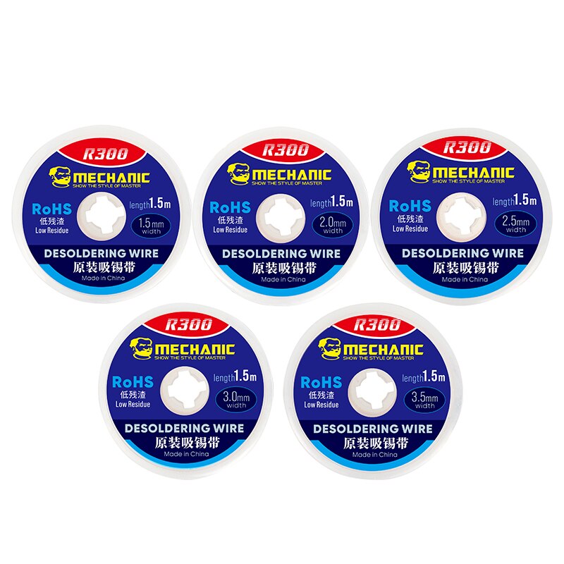 Fil à Dessouder 5 Pièces - Largeurs 1.5/2.0/2.5/3.0/3.5mm - Tresse Cuivre Haute Pureté