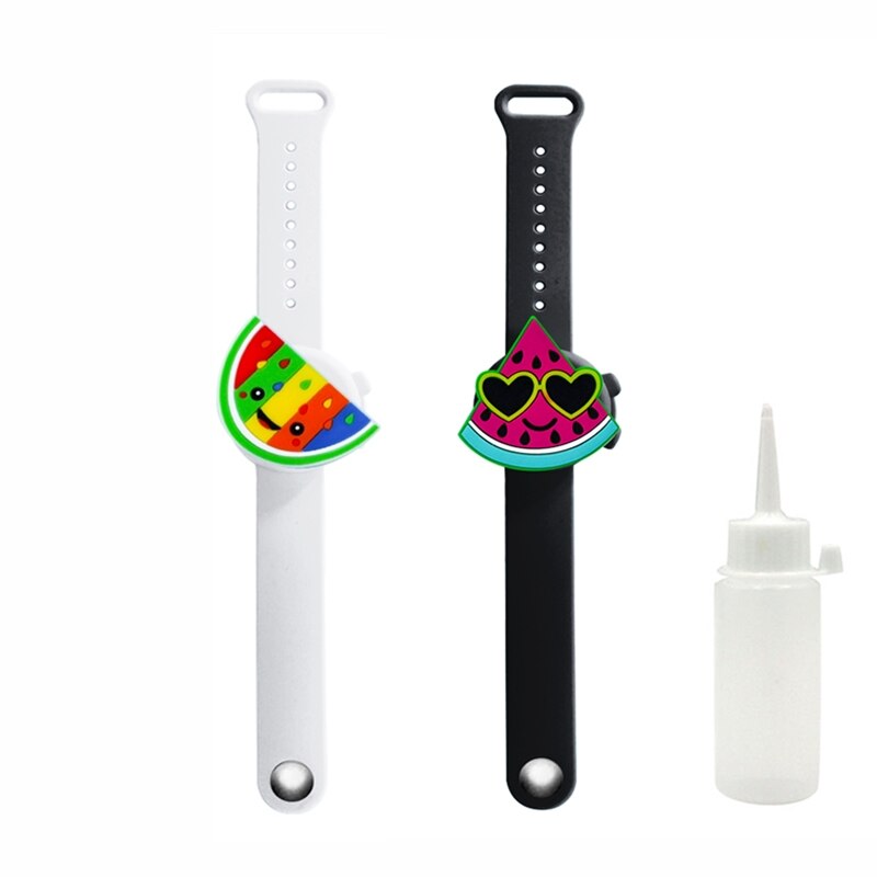 2Pcs Cute Unicorn Cartoon Wristband Hand Dispenser Portable hand sanitizer hand sanitzer hand sanatizer holder for children Kids: F 2Pcs White Black