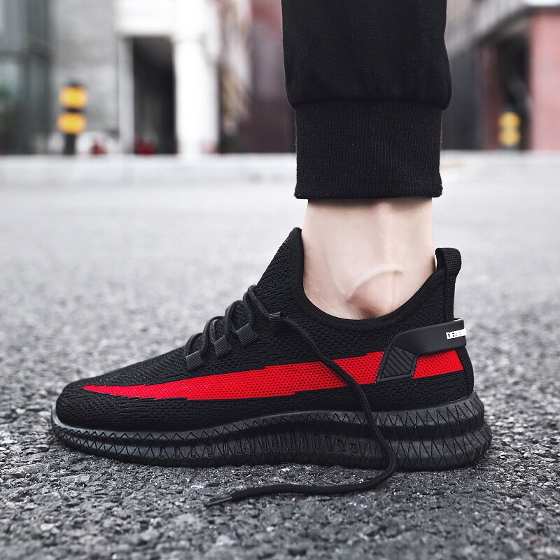 Men White Sneakers Breathable Comfort Air Mesh Outdoor Running Shoes For Men Casual Black Sports Shoes Lace Up Men's Sneaker