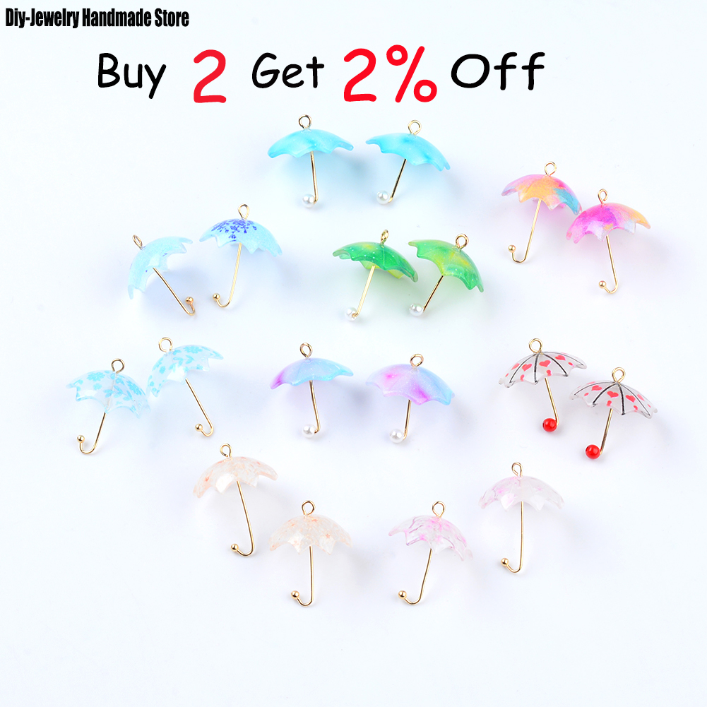 6Pcs Acryl Leuke Kleurrijke Kleine Paraplu Hanger Sieraden Accessoires Handmades Connector Diy Oorbellen Component
