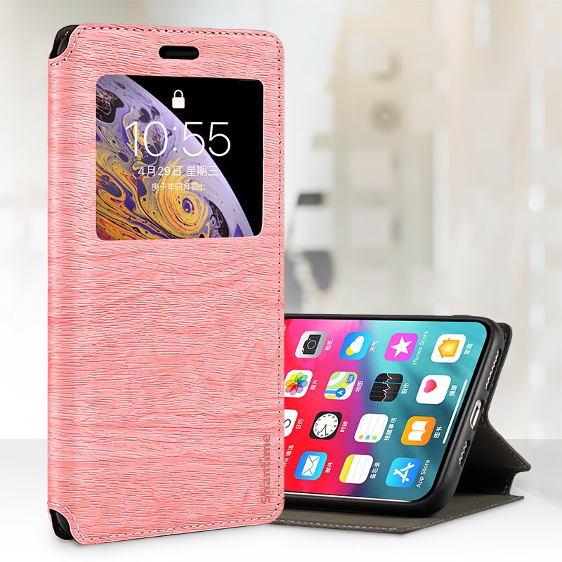 Per Xiaomi Poco M3 custodia per Xiaomi Poco M3 visualizza finestra Cover magnete invisibile e Slot per schede e supporto: Pink