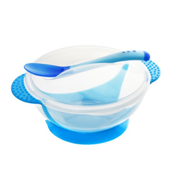 Baby Bowl Set Training Bowl Spoon Tableware Set Dinner Bowl Learning Dishes With Suction Cup Children Training Dinnerware: Blue