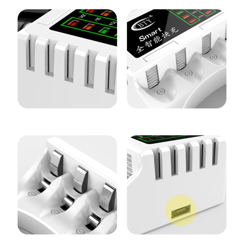Universal Battery Charger Black Intelligent Led Display Quick Charge Usb Output Power Bank Standard Battery with Package