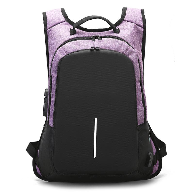 Mochila de de Casual hombres mochila antirrobo bolso de escuela adolescente niños bolsas de hombro hombre mochila: Purple backpack