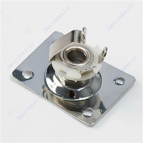 Chrome Rectangle Output Guitar Jack Plate Socket