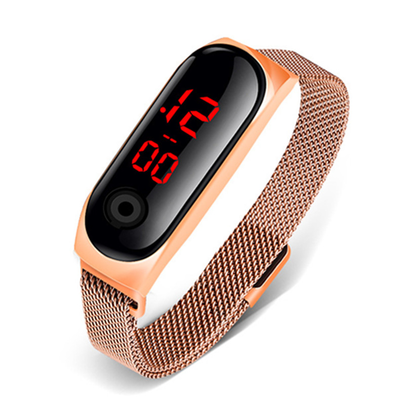 Relojes deportivos Led para hombre, pulsera Digital, reloj electrónico con alarma,: Rose Gold