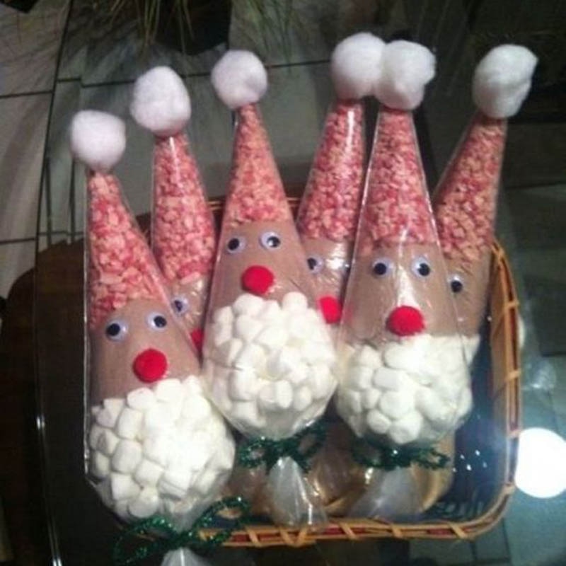 50 Stuks Kerst Kerstman Zoete Cellofaan Snoep Kegel Plastic Zak Doos Kerst Decoraties Voor Huis Navidad Geschenkdoos Zakken