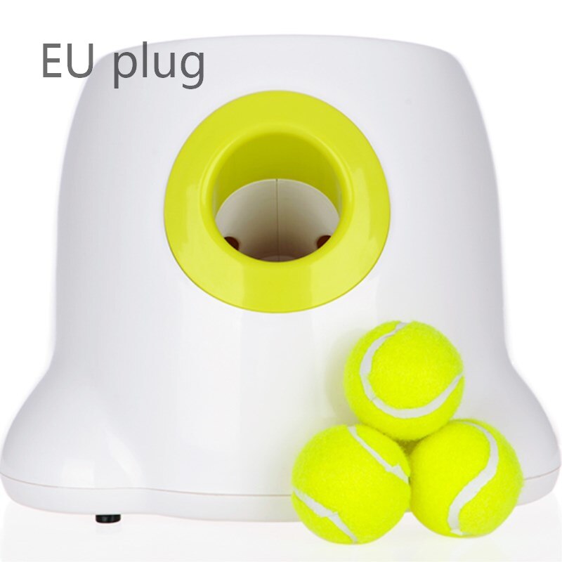 Hond Huisdier Speelgoed Tennisbal Launcher Automatische Gooien Machine Hond Bal Gooien Apparaat Met 3 Ballen: EU plug