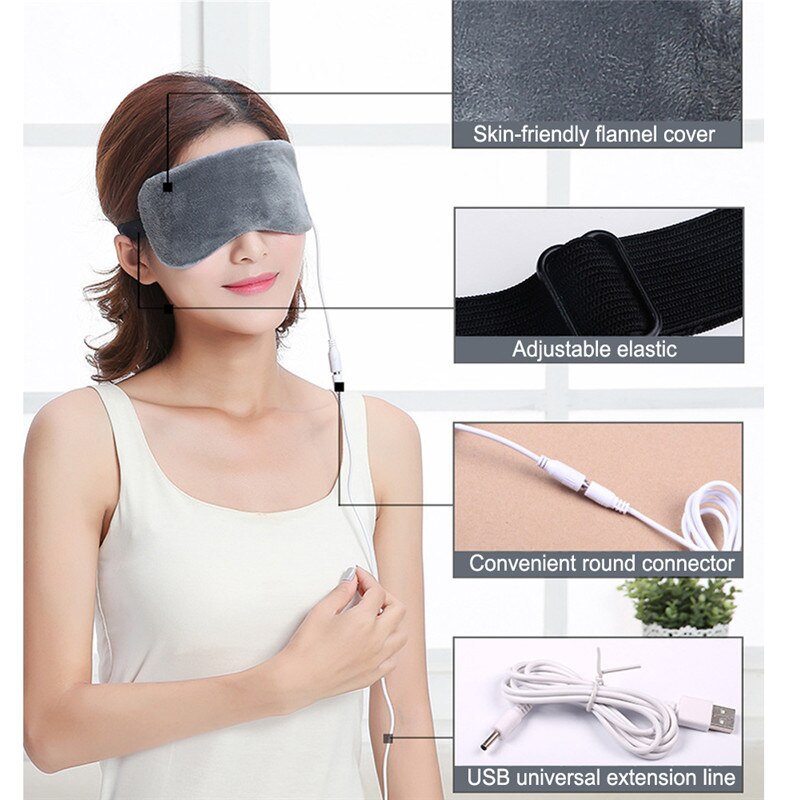 Simple USB Heating Eye Mask Soft Eye Shade Bandage Travel Rest Night Sleeeping Beauty Tool Relief Sleep Travel Eye Shade EyeMask