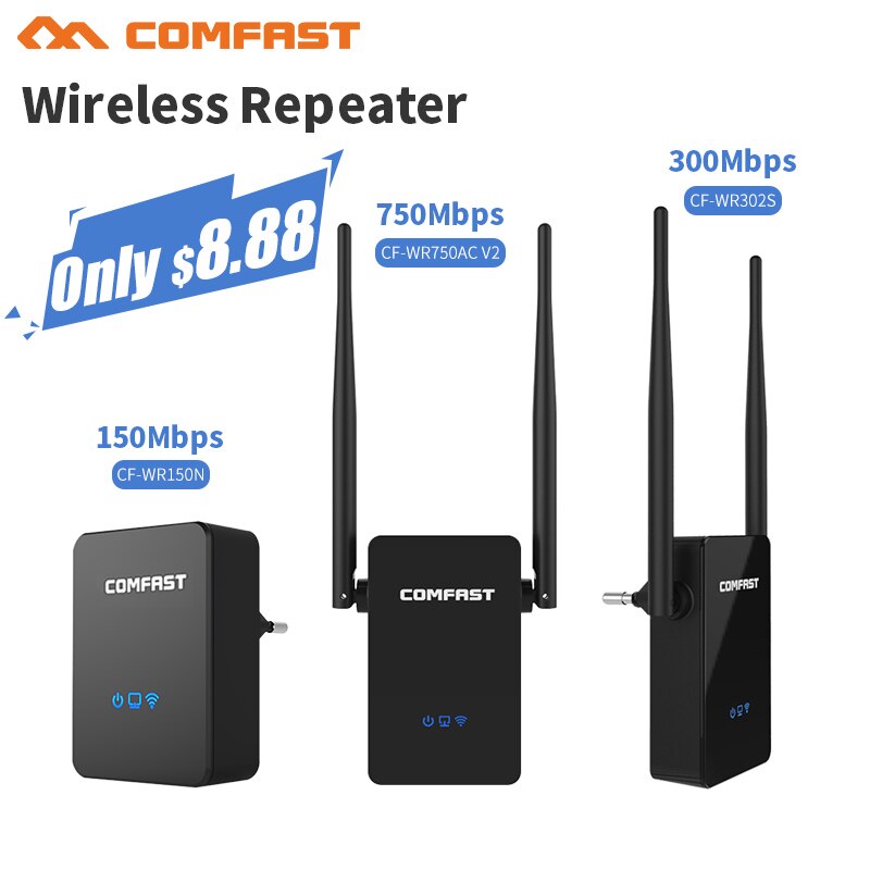 Wifi repeater 5ghz Comfast 150M-750mbps 802.11ac wireless repeater router wifi siginal entender antenne 2 * 5dbi wifi router