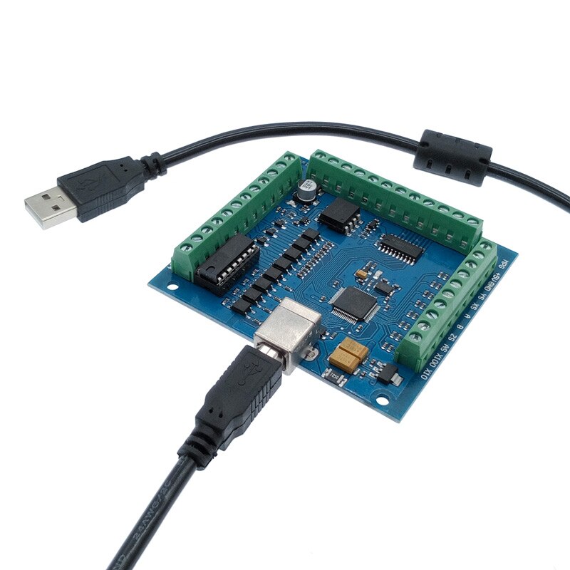 MACH3-Placa de interfaz USB azul de 4 ejes, 100KHz, Tarjeta de control de movimiento CNC + volante colgante, juego MPG de piezas de máquina de grabado